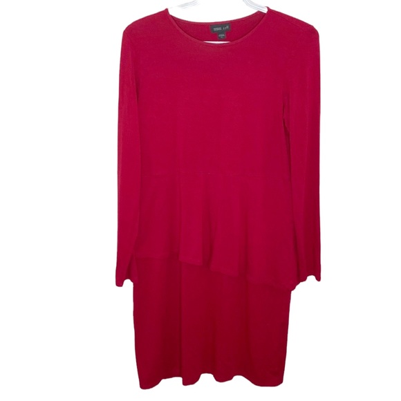 J. Jill Dresses & Skirts - J Jill Wearever collection red stretch jersey knit tiered long sleeve dress XS